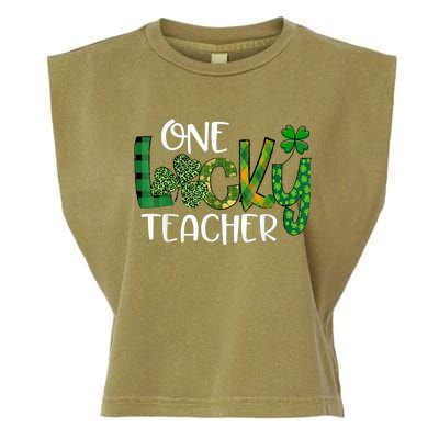 Shamrock One Lucky Teacher St. Patrick's Day School Garment-Dyed Women's Muscle Tee