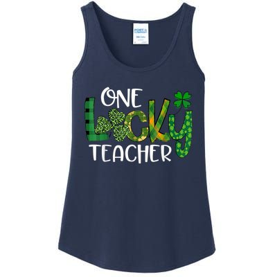 Shamrock One Lucky Teacher St. Patrick's Day School Ladies Essential Tank