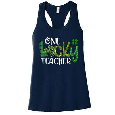 Shamrock One Lucky Teacher St. Patrick's Day School Women's Racerback Tank