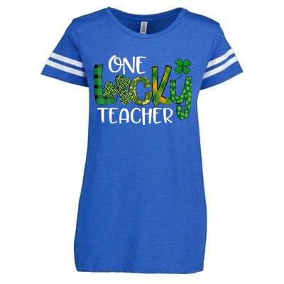 Shamrock One Lucky Teacher St. Patrick's Day School Enza Ladies Jersey Football T-Shirt