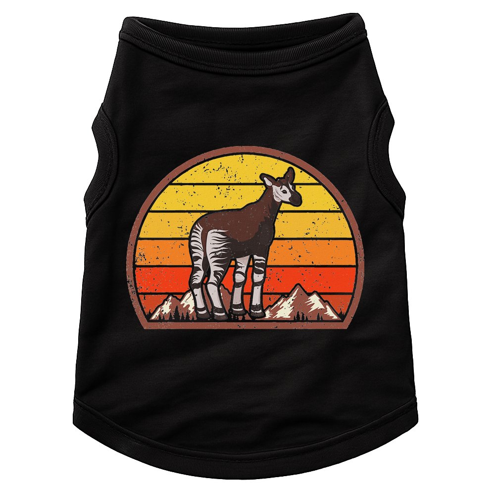 Sunset Okapi Lover Gift Vintage Retro Okapi Doggie Tank