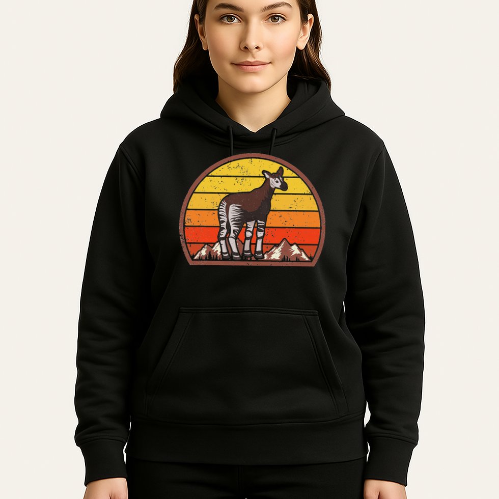 Sunset Okapi Lover Gift Vintage Retro Okapi Hoodie