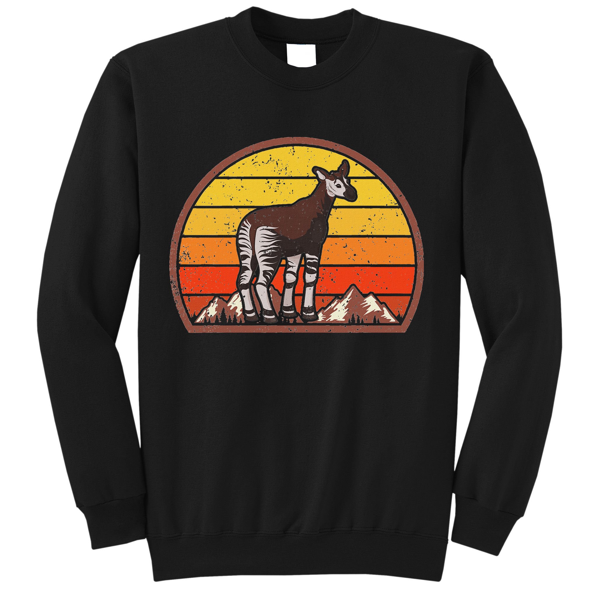 Sunset Okapi Lover Gift Vintage Retro Okapi Sweatshirt