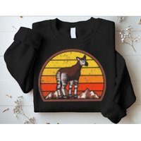 Sunset Okapi Lover Gift Vintage Retro Okapi Sweatshirt