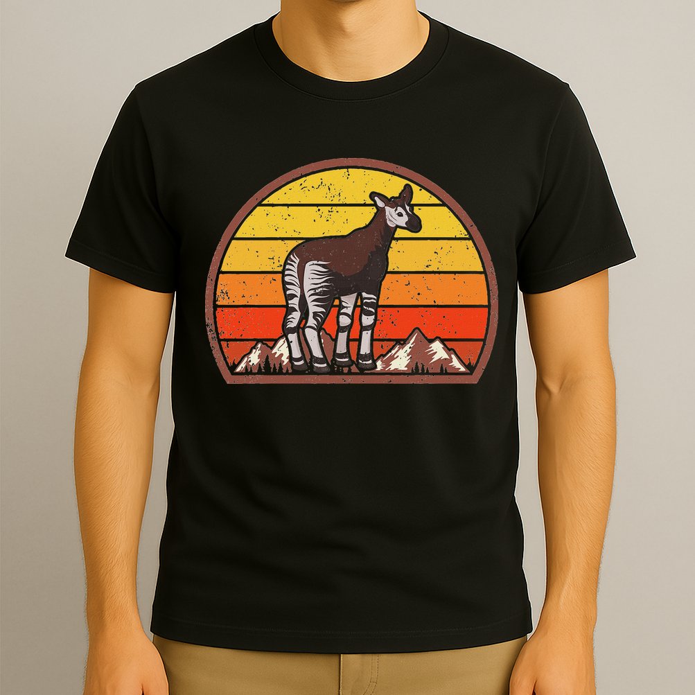 Sunset Okapi Lover Gift Vintage Retro Okapi T-Shirt