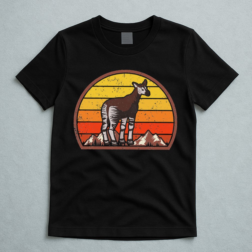 Sunset Okapi Lover Gift Vintage Retro Okapi T-Shirt
