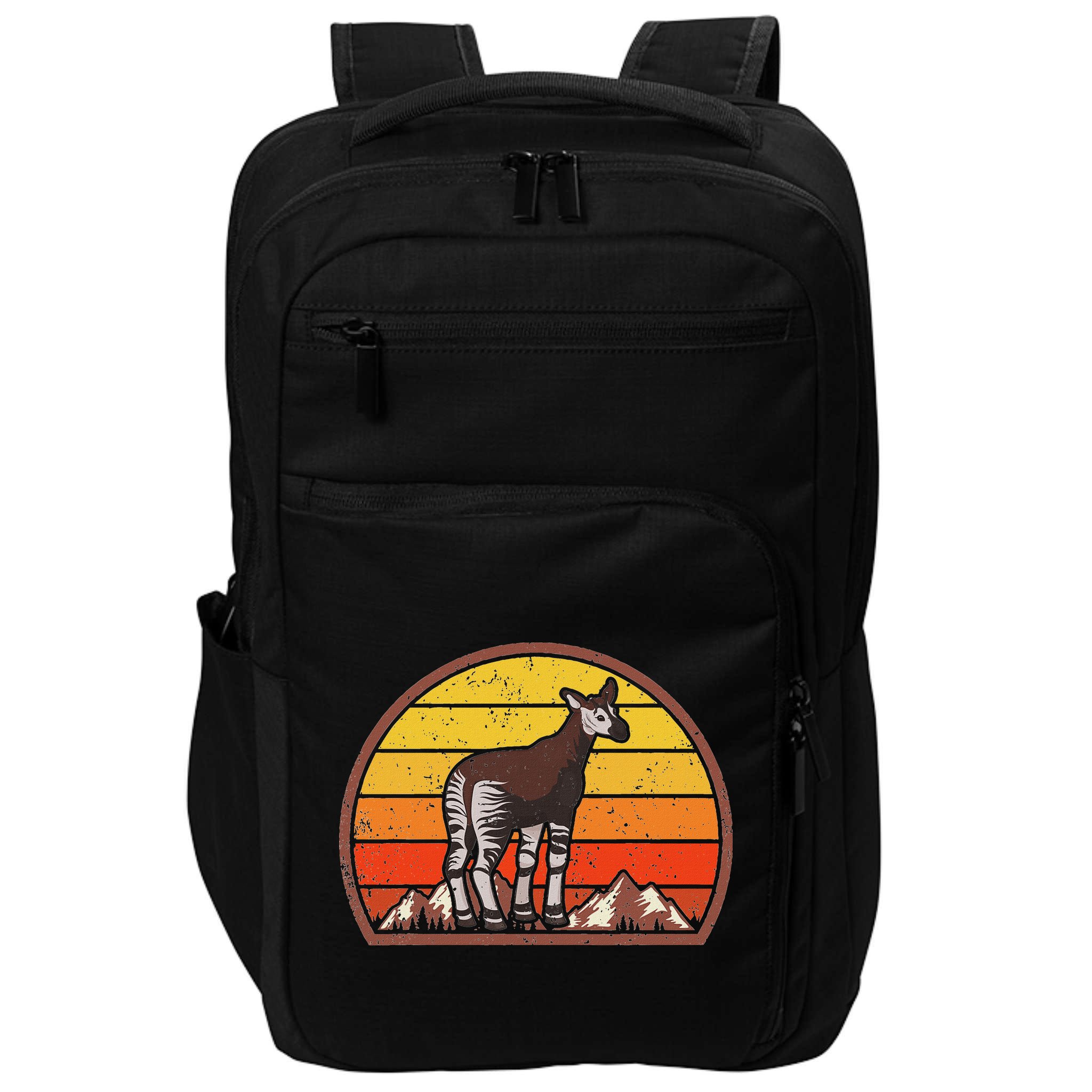 Sunset Okapi Lover Gift Vintage Retro Okapi Impact Tech Backpack