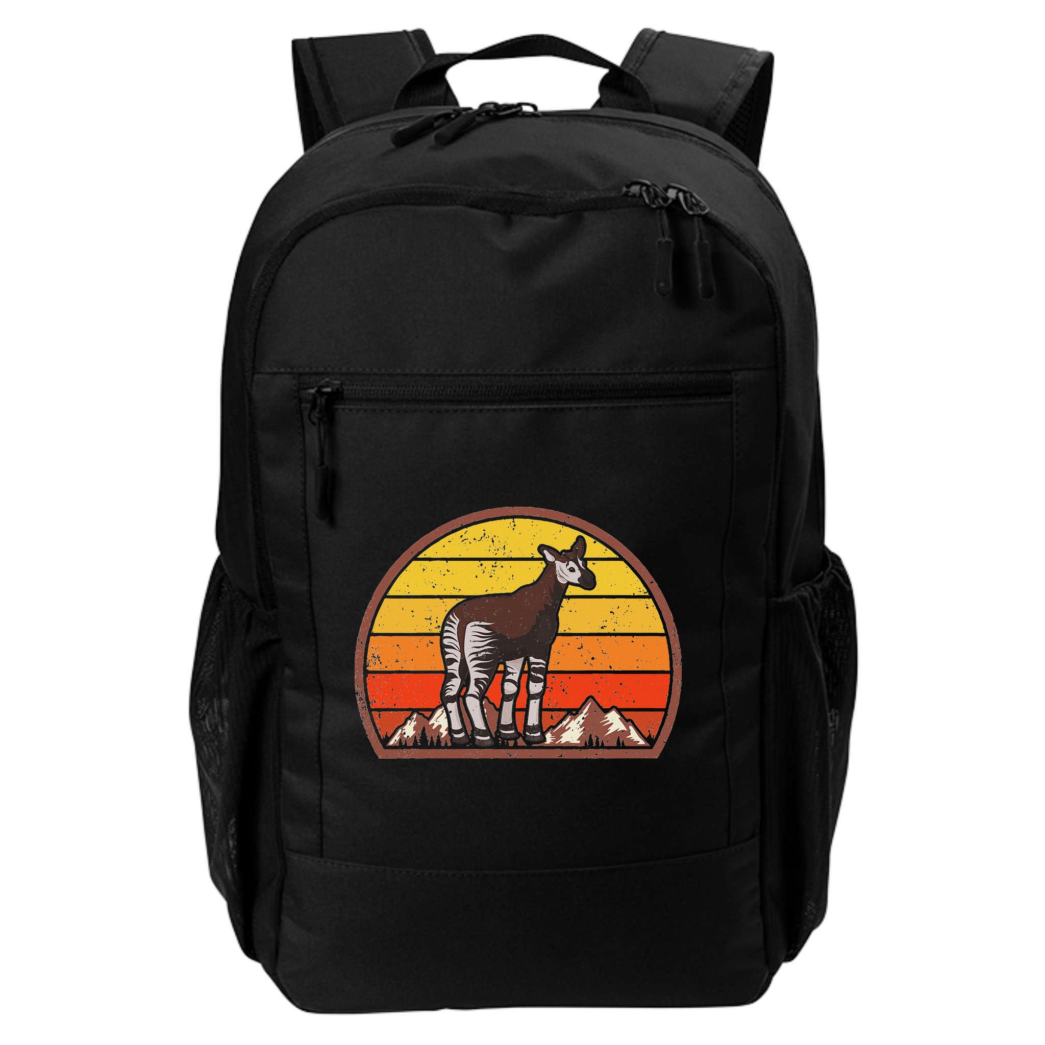 Sunset Okapi Lover Gift Vintage Retro Okapi Backpack