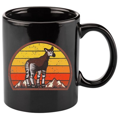 Sunset Okapi Lover Gift Vintage Retro Okapi 11oz C Handle Ceramic Mug