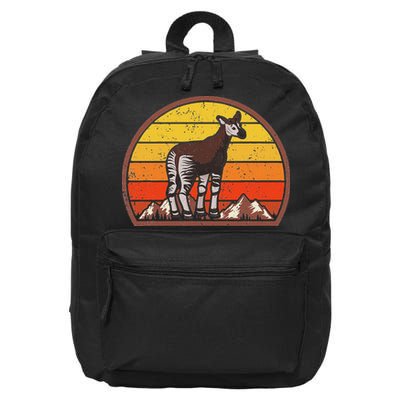 Sunset Okapi Lover Gift Vintage Retro Okapi 16 in Basic Backpack