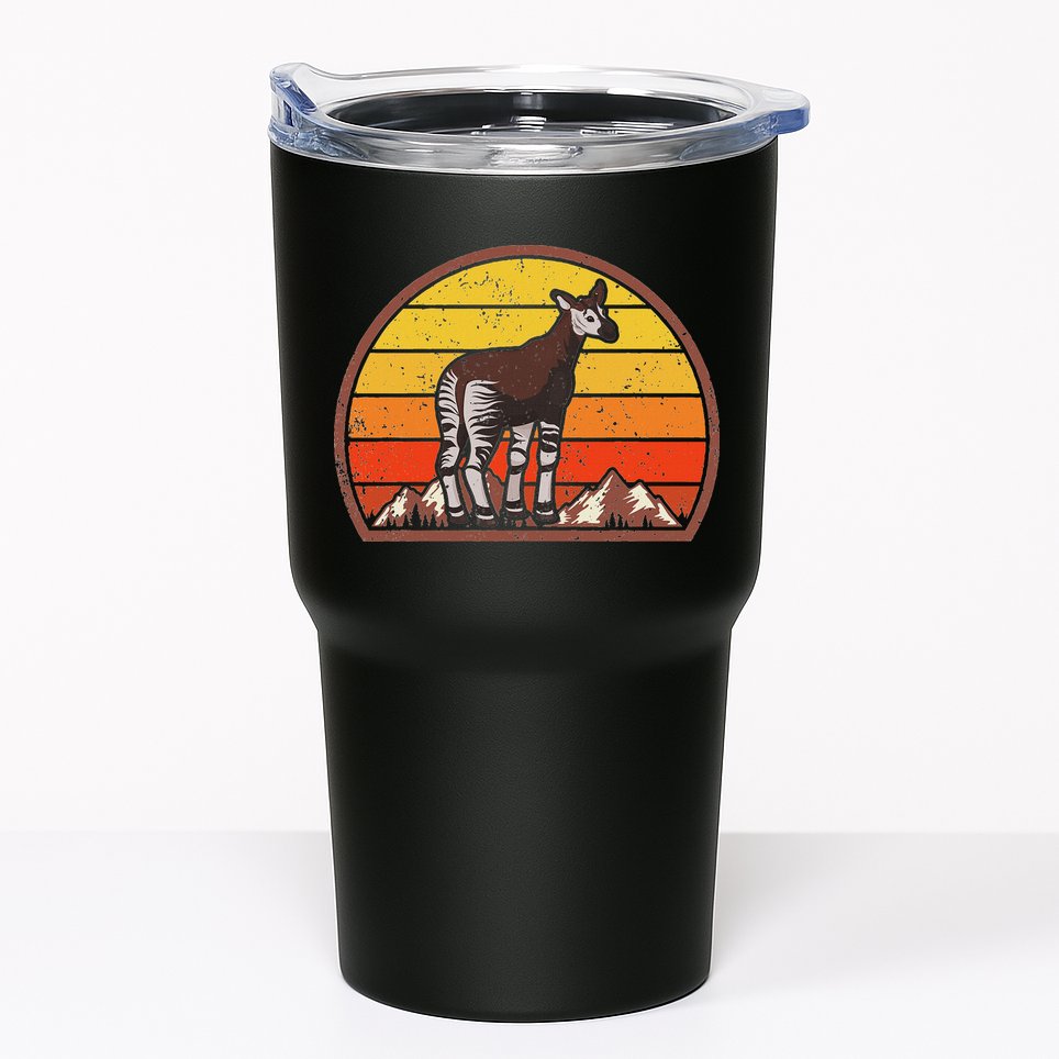Sunset Okapi Lover Gift Vintage Retro Okapi Tumbler