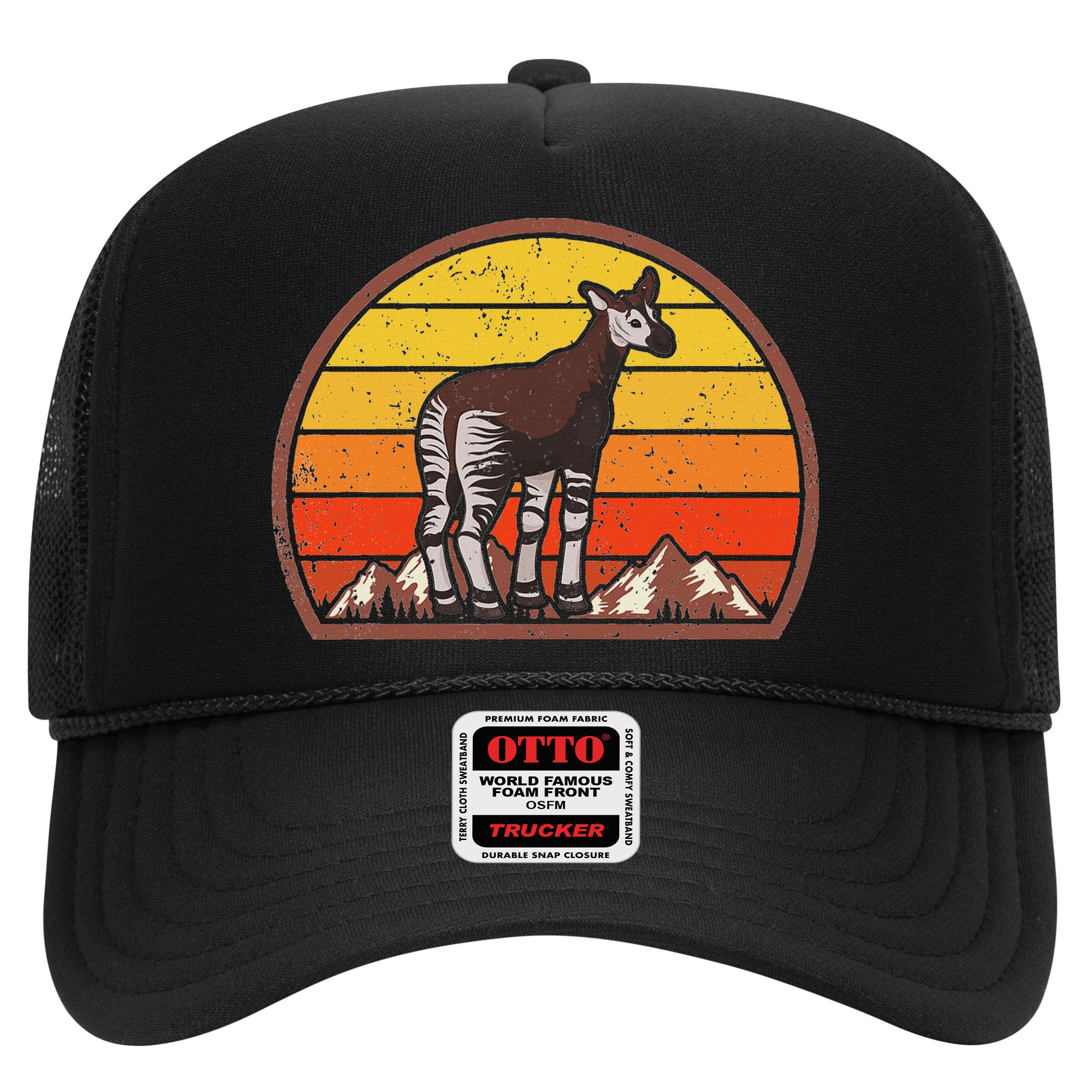 Sunset Okapi Lover Gift Vintage Retro Okapi Hat