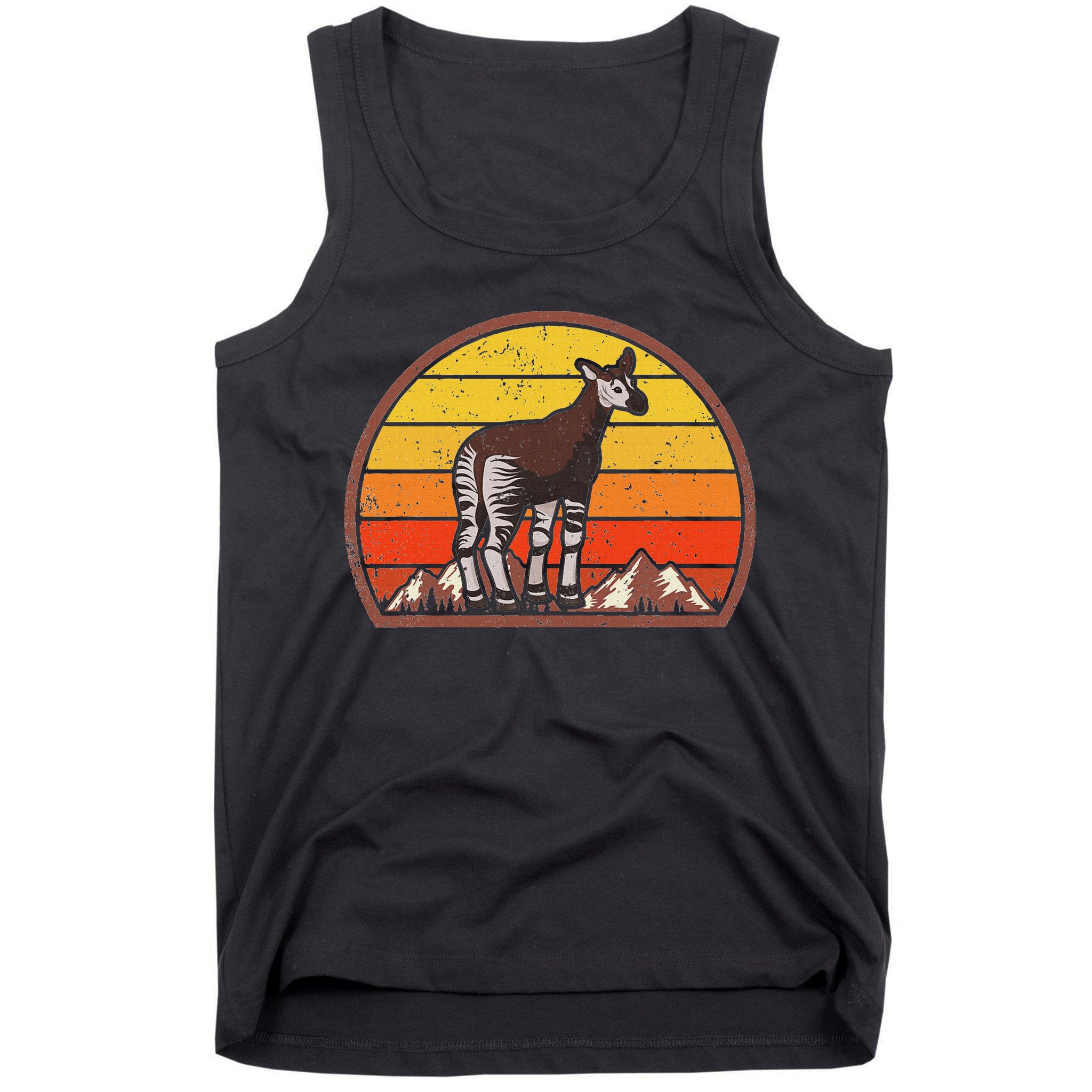 Sunset Okapi Lover Gift Vintage Retro Okapi Tank Top
