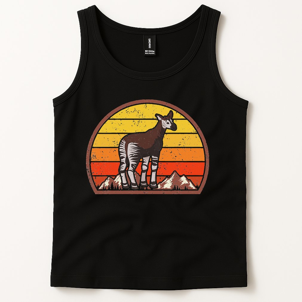 Sunset Okapi Lover Gift Vintage Retro Okapi Tank Top
