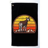Sunset Okapi Lover Gift Vintage Retro Okapi Golf Towel
