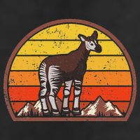 Sunset Okapi Lover Gift Vintage Retro Okapi Golf Towel