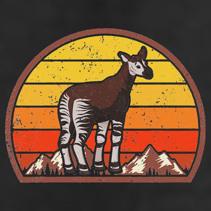 Sunset Okapi Lover Gift Vintage Retro Okapi Golf Towel