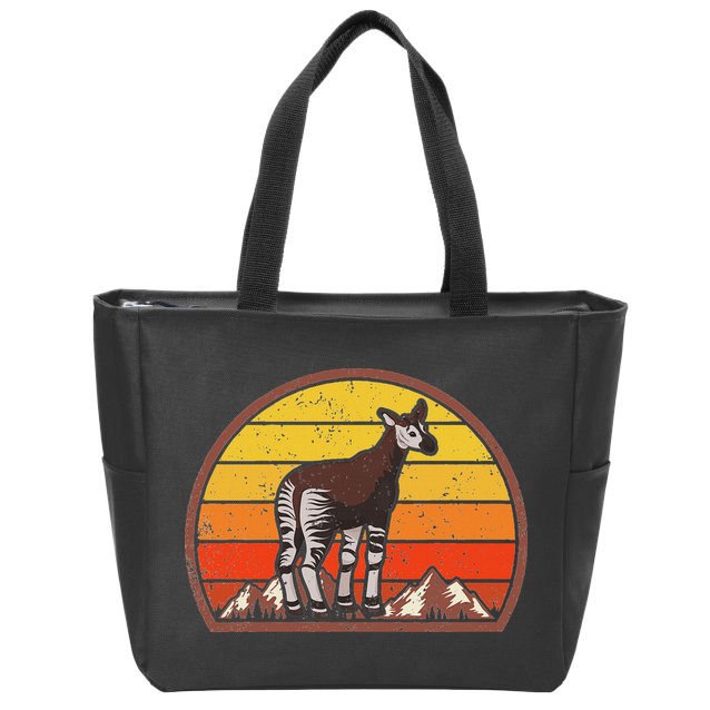 Sunset Okapi Lover Gift Vintage Retro Okapi Zip Tote Bag