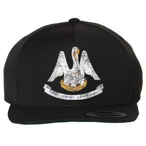 STATE OF LOUISIANA FLAG PELICAN LA NEW ORLEANS BATON ROUGE Wool Snapback Cap