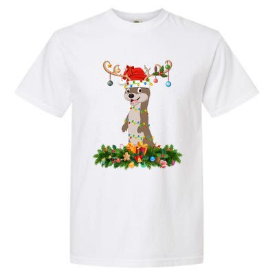 Sea Otter Lover Reindeer Santa Hat Sea Otter Christmas Cool Gift Garment-Dyed Heavyweight T-Shirt