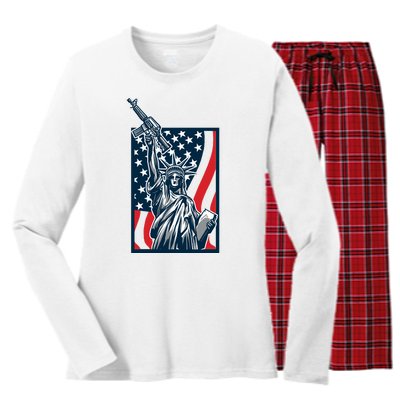 Statue Of Liberty Women's Long Sleeve Flannel Pajama Set 