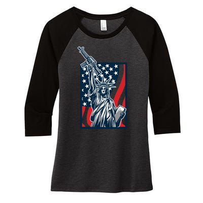 Statue Of Liberty Women's Tri-Blend 3/4-Sleeve Raglan Shirt