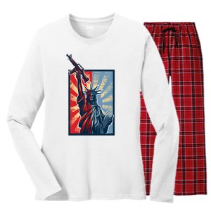 Statue Of Liberty Women's Long Sleeve Flannel Pajama Set 