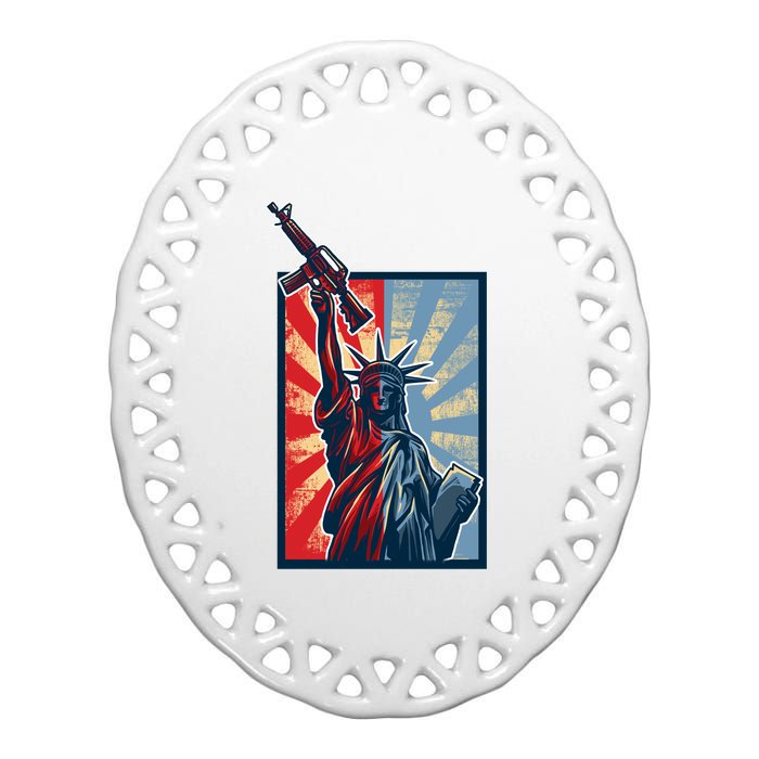 Statue Of Liberty Ceramic Oval Ornament