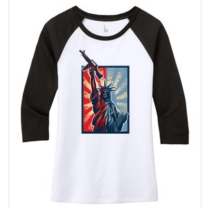 Statue Of Liberty Women's Tri-Blend 3/4-Sleeve Raglan Shirt