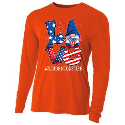 Student Odp Love 4th Of July Gnome Usa Patriotic Gift Cooling Performance Long Sleeve Crew