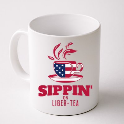 Sippin On Liber Tea American Flag Funny Holiday Slogans Coffee Mug