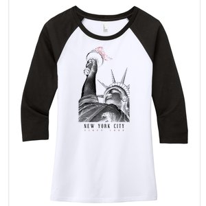 Statue Of Liberty New York City Since 1898 Women's Tri-Blend 3/4-Sleeve Raglan Shirt