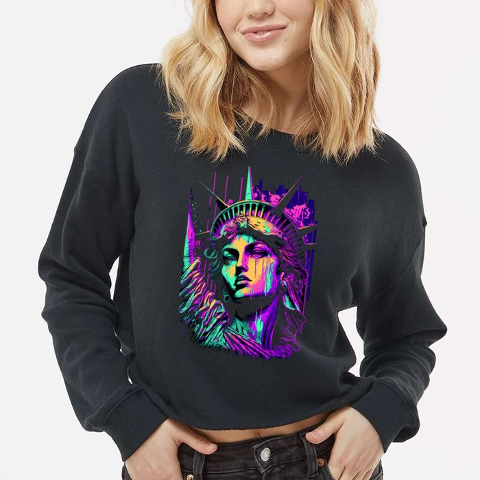 Statue Of Liberty Art Cropped Pullover Crew