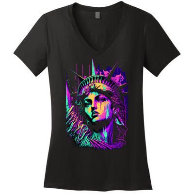 Statue Of Liberty Art Women's V-Neck T-Shirt