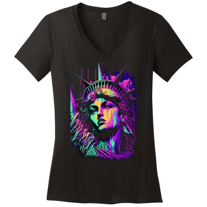 Statue Of Liberty Art Women's V-Neck T-Shirt