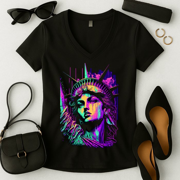 Statue Of Liberty Art Women's V-Neck T-Shirt