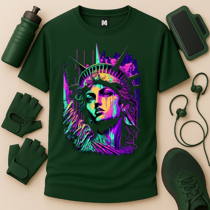 Statue Of Liberty Art Cooling Performance Crew T-Shirt