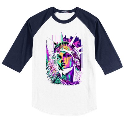 Statue Of Liberty Art Baseball Sleeve Shirt