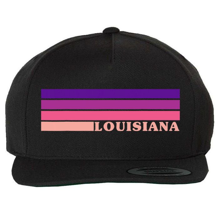 State Of Louisiana Colorful 70s Style Retro Stripes Wool Snapback Cap