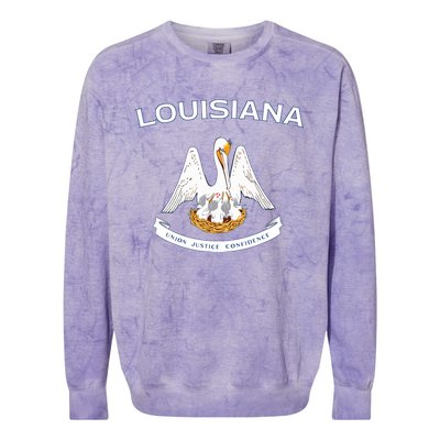 State Of Louisiana Flag Pelican La New Orleans Baton Rouge Colorblast Crewneck Sweatshirt