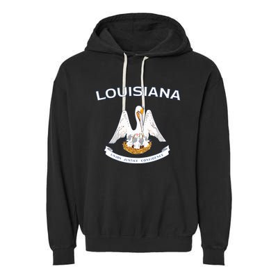 State Of Louisiana Flag Pelican La New Orleans Baton Rouge Garment-Dyed Fleece Hoodie