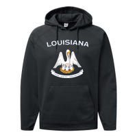 State Of Louisiana Flag Pelican La New Orleans Baton Rouge Performance Fleece Hoodie