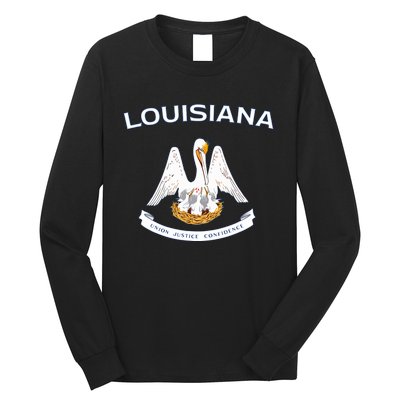 State Of Louisiana Flag Pelican La New Orleans Baton Rouge Long Sleeve Shirt