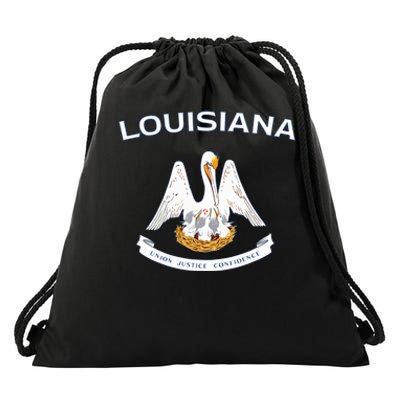 State Of Louisiana Flag Pelican La New Orleans Baton Rouge Drawstring Bag