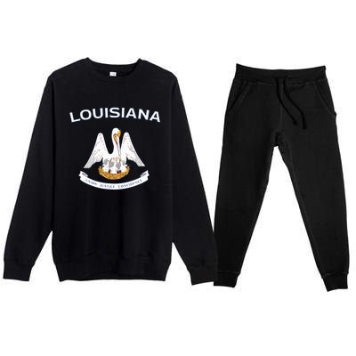 State Of Louisiana Flag Pelican La New Orleans Baton Rouge Premium Crewneck Sweatsuit Set