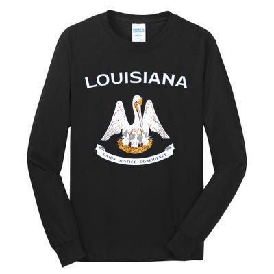 State Of Louisiana Flag Pelican La New Orleans Baton Rouge Tall Long Sleeve T-Shirt