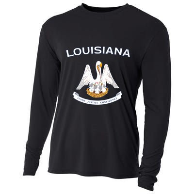 State Of Louisiana Flag Pelican La New Orleans Baton Rouge Cooling Performance Long Sleeve Crew
