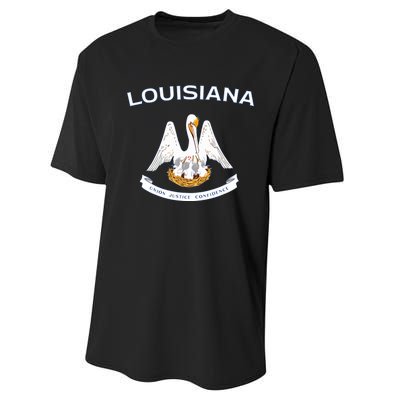 State Of Louisiana Flag Pelican La New Orleans Baton Rouge Performance Sprint T-Shirt