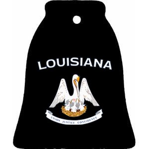 State Of Louisiana Flag Pelican La New Orleans Baton Rouge Ceramic Bell Ornament