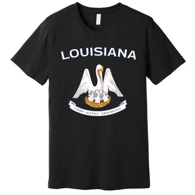 State Of Louisiana Flag Pelican La New Orleans Baton Rouge Premium T-Shirt